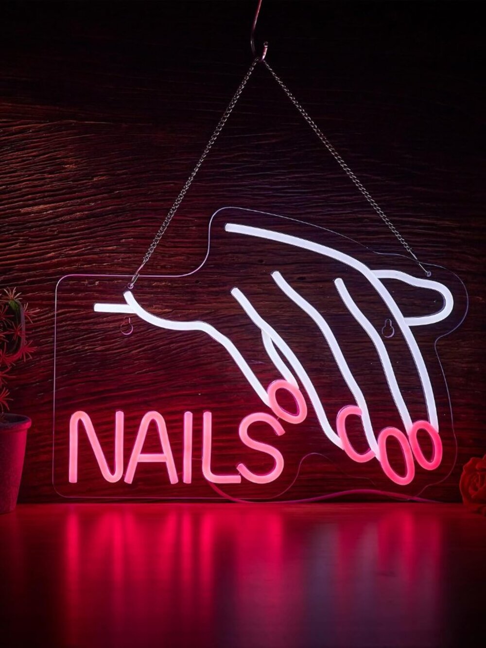 Nails Salon Neon Sign Dimmable Neon Light for Wall Decor Powered by USB Adapter